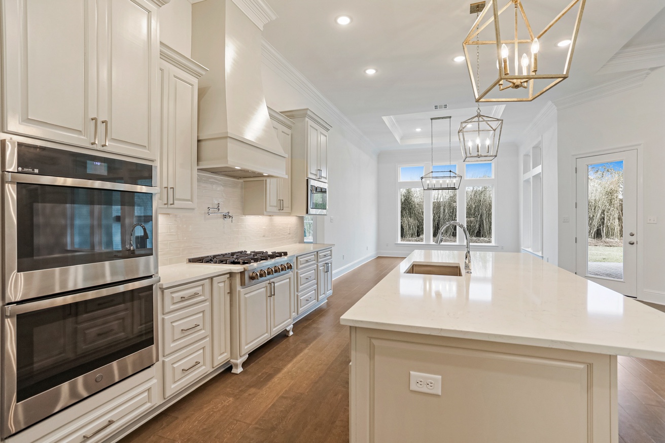 White modern farmhouse with covered porch